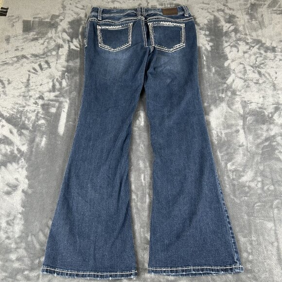 Maurices Jeans Womens 9/10 Long Blue Original Bootcut Thick Stitch Rockabilly - Picture 9 of 10